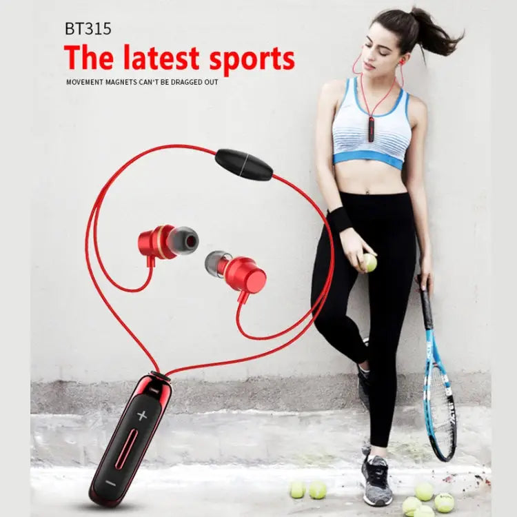 BT315 Sport Bluetooth Headset Wireless Stereo Earphone Bluetooth 4.1 Earpiece With Mic Sport Bass Magnetic Necklace