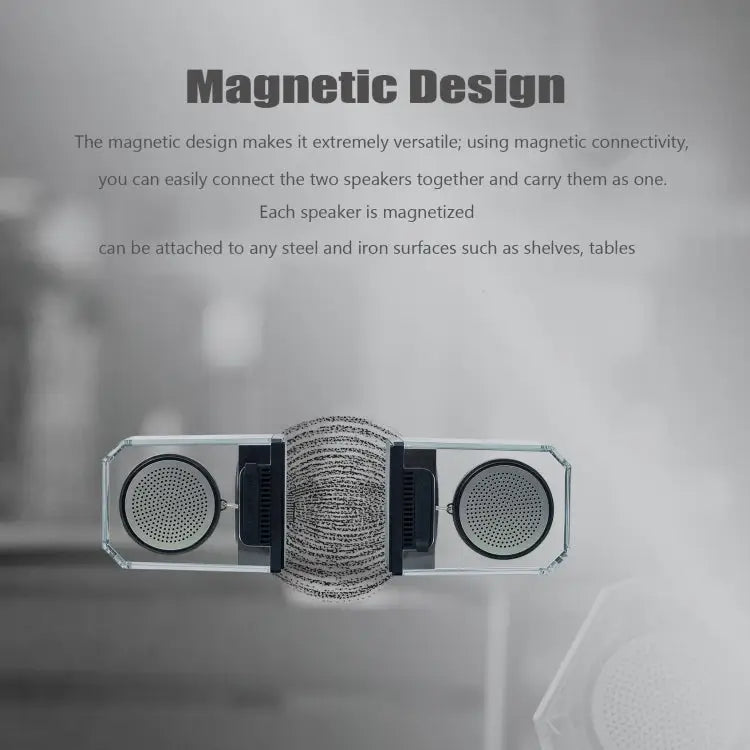 BT628 10W Portable TWS Transparent Bluetooth Speakers With Magnetic Connectable Base Outdoor Stereo Bass Subwoofer