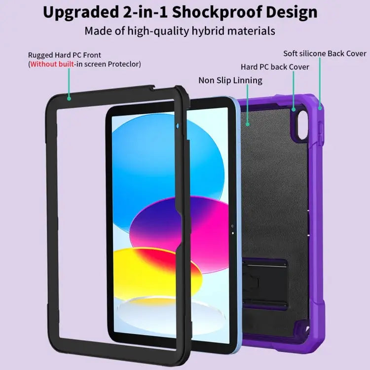 Bumblebee Silicone + PC Shockproof Tablet Case with Holder For iPad 10th Gen 10.9 2022 - Apple Accessories