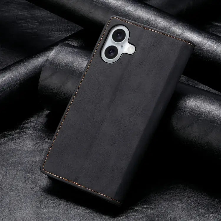 Business Solid Color Magnetic RFID Leather Phone Case For iPhone 16 - Apple Accessories