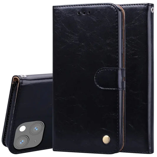 Business Style Oil Wax Texture Horizontal Flip Leather Case with Holder & Card Slots & Wallet For iPhone 13 mini