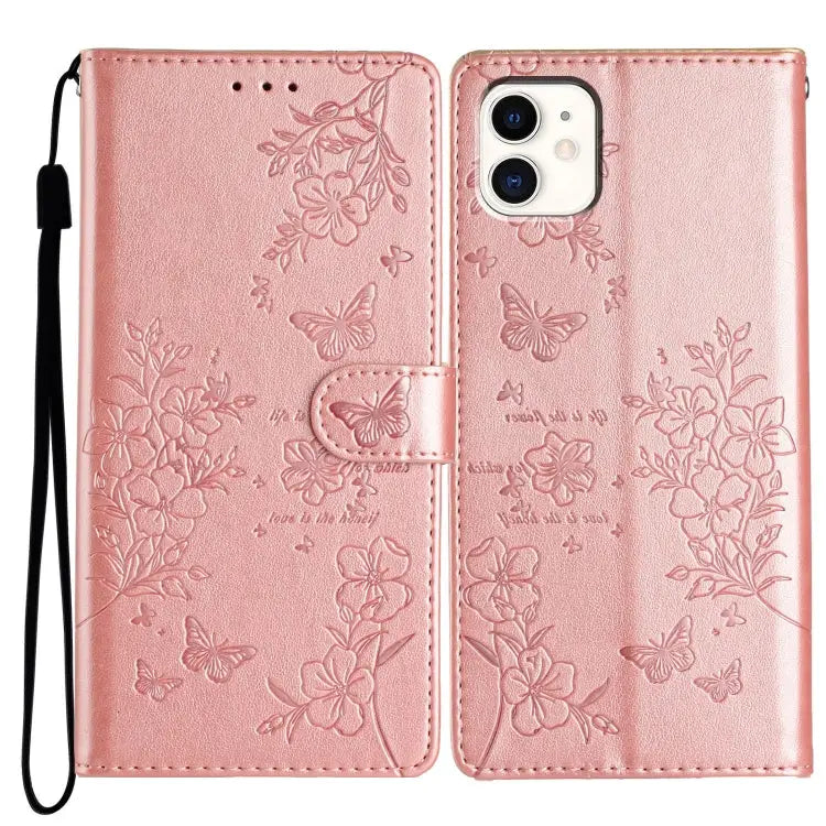 Butterflies and Flowers Leather Phone Case For iPhone 12 mini For iPhone 11 Pro Max For iPhone 11 For iPhone 11 Pro