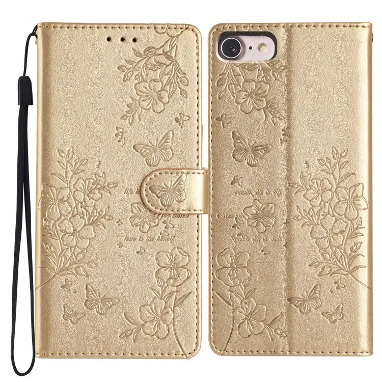 Butterflies and Flowers Leather Phone Case For iPhone 14 Pro Max For iPhone SE 2022 / SE 2020 For iPhone 13 Pro Max