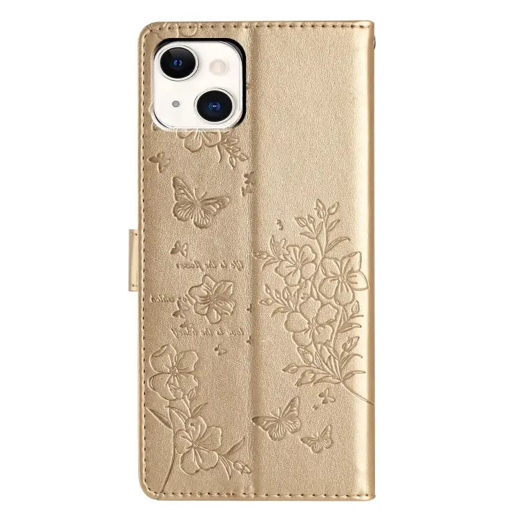 Butterflies and Flowers Leather Phone Case For iPhone 15 For iPhone 14 Plus For iPhone 14 For iPhone 14 Pro - Apple