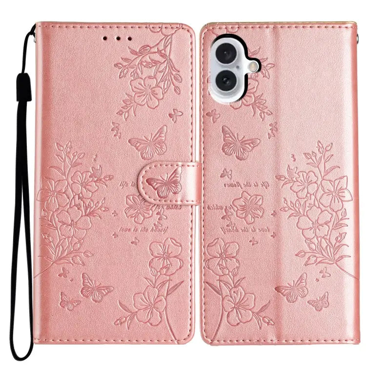 Butterflies and Flowers Leather Phone Case For iPhone 16 For iPhone 15 Pro Max For iPhone 15 Pro For iPhone 15 Plus