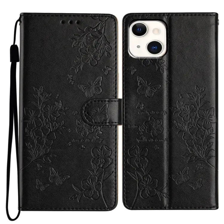 Butterflies and Flowers Leather Phone Case For iPhone 16 For iPhone 15 Pro Max For iPhone 15 Pro For iPhone 15 Plus
