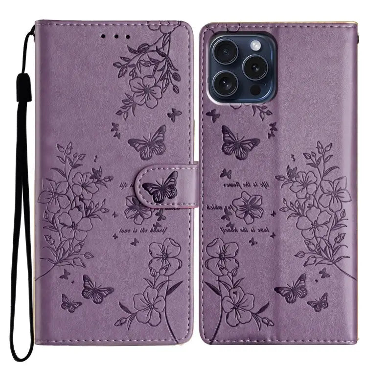 Butterflies and Flowers Leather Phone Case For iPhone 16 For iPhone 15 Pro Max For iPhone 15 Pro For iPhone 15 Plus