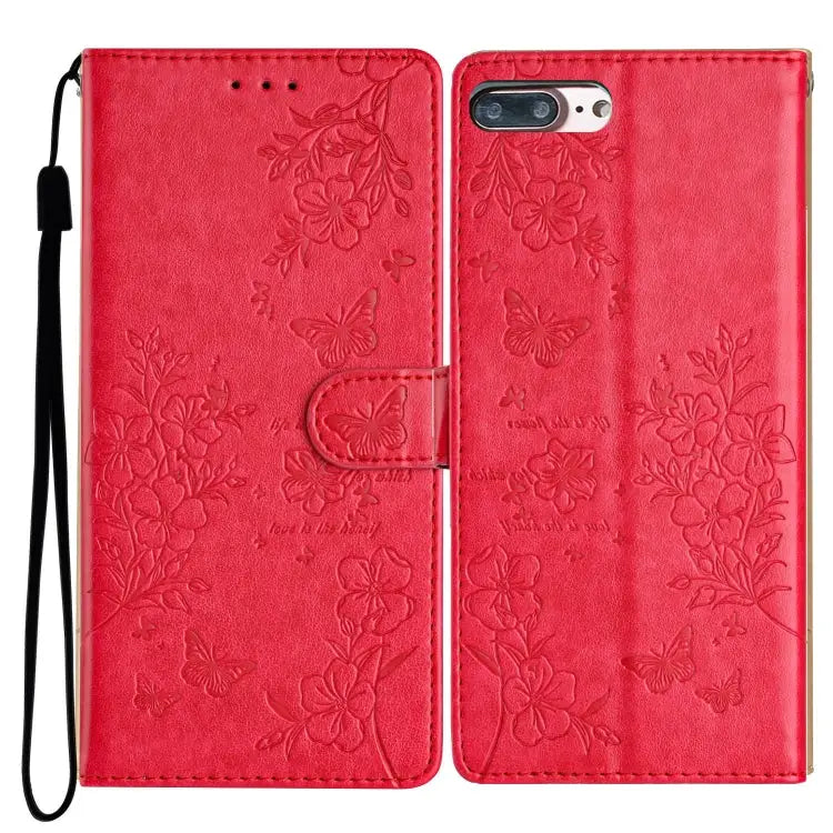 Butterflies and Flowers Leather Phone Case For iPhone XS / X For iPhone XR For iPhone XS Max For iPhone 8 Plus / 7 Plus