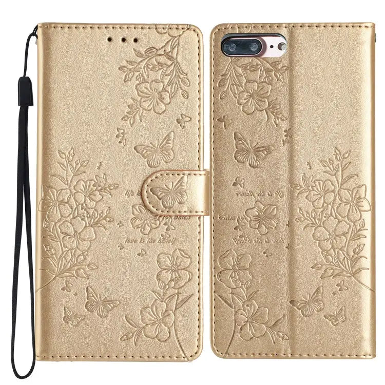 Butterflies and Flowers Leather Phone Case For iPhone XS / X For iPhone XR For iPhone XS Max For iPhone 8 Plus / 7 Plus