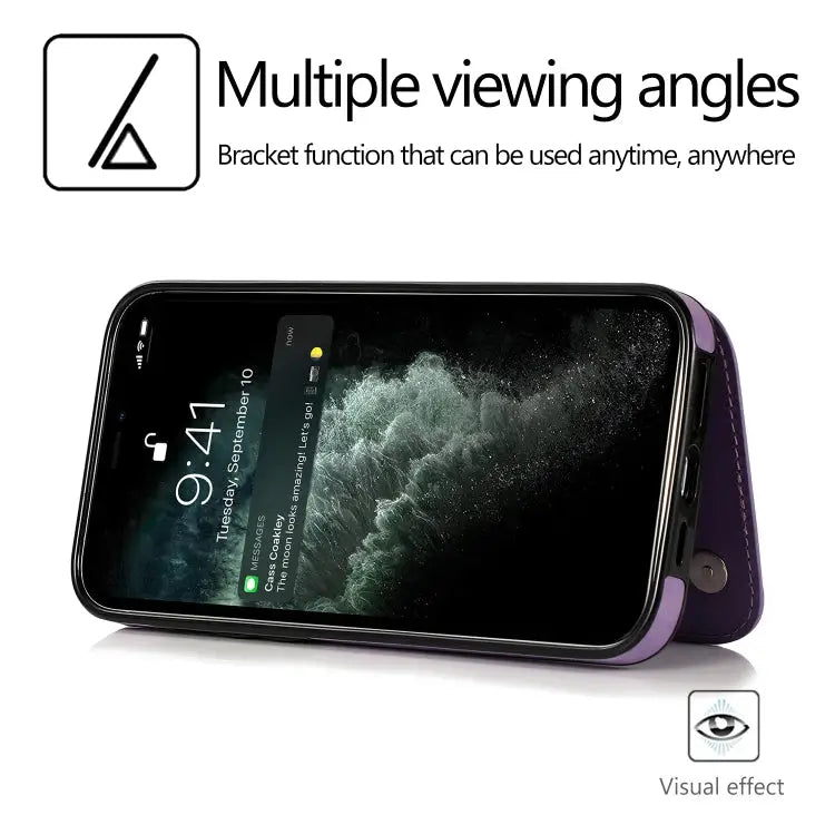 Butterflies Flowers Double Buckle PU + TPU Protective Case with Holder & Card Slots & Photo Frame For iPhone 12 Pro Max