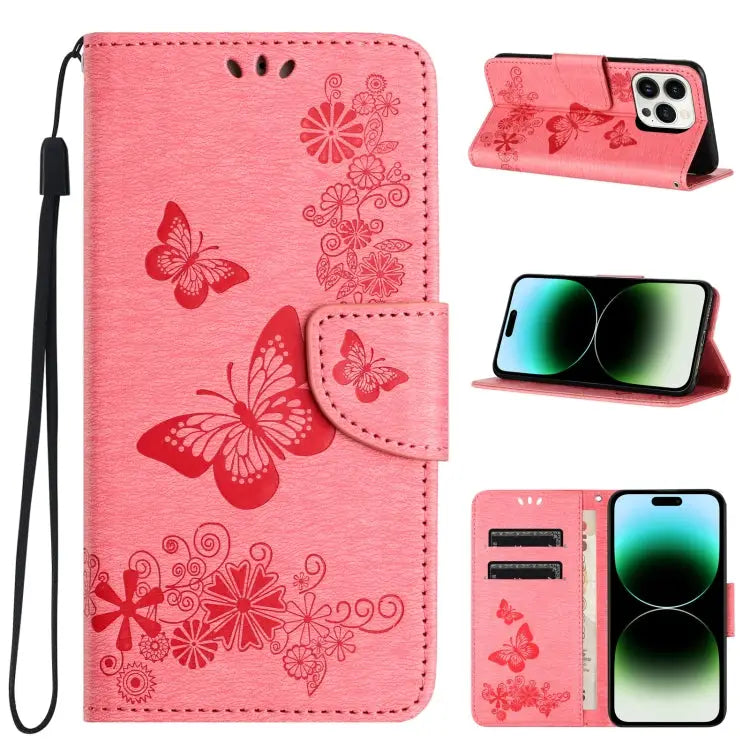 Butterfly Embossed Flip Leather Phone Case For iPhone 15 Pro For iPhone 15 Plus For iPhone 15 - For iPhone 15 Pro