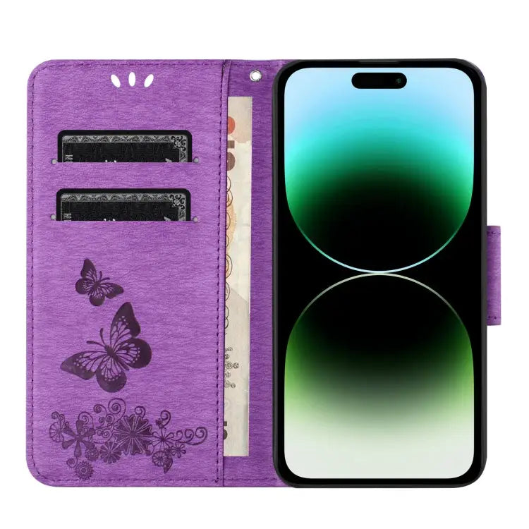 Butterfly Embossed Flip Leather Phone Case For iPhone 15 Pro For iPhone 15 Plus For iPhone 15 - Apple Accessories