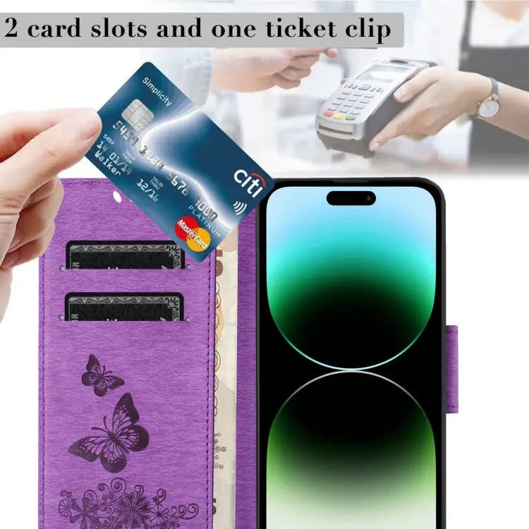 Butterfly Embossed Flip Leather Phone Case For iPhone 15 Pro For iPhone 15 Plus For iPhone 15 - Apple Accessories