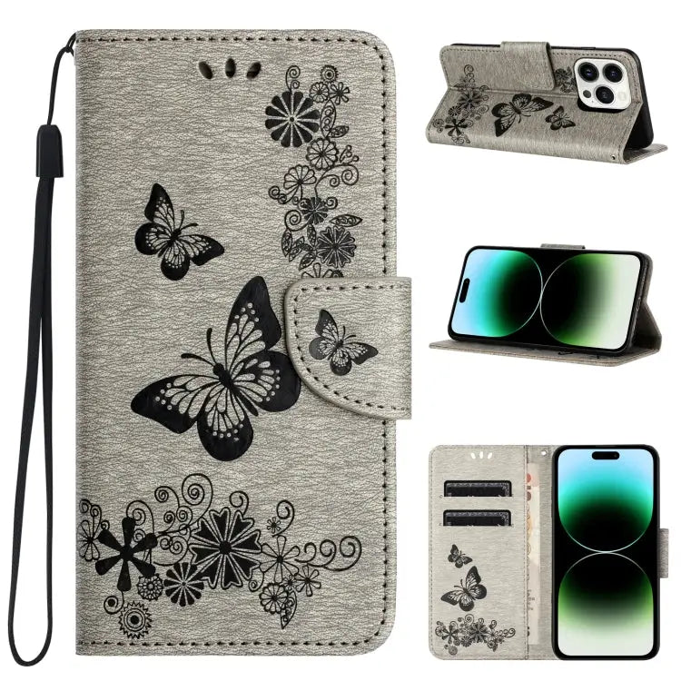 Butterfly Embossed Flip Leather Phone Case For iPhone 15 Pro For iPhone 15 Plus For iPhone 15 - For iPhone 15 Pro