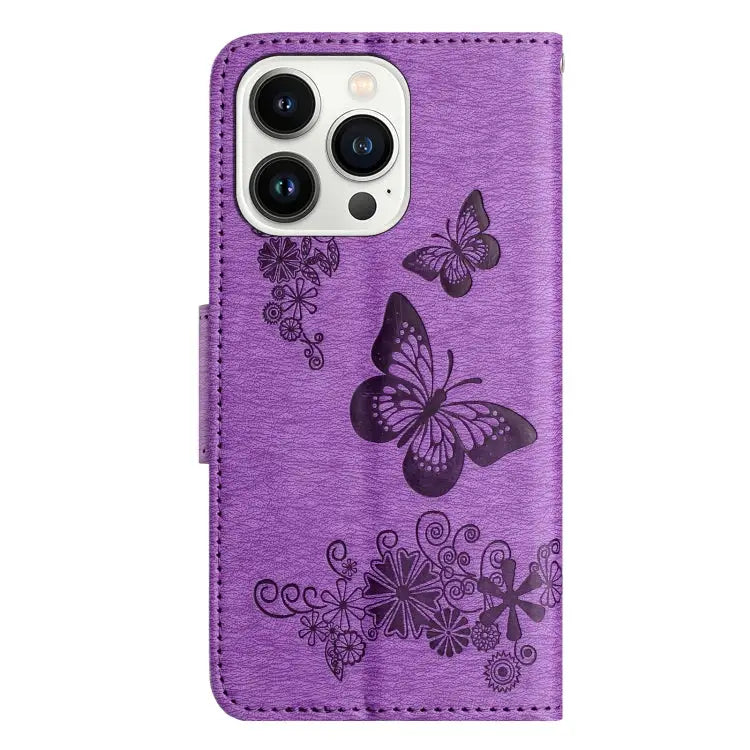Butterfly Embossed Flip Leather Phone Case For iPhone 15 Pro For iPhone 15 Plus For iPhone 15 - Apple Accessories
