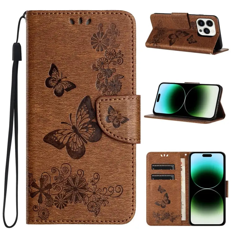 Butterfly Embossed Flip Leather Phone Case For iPhone 15 Pro For iPhone 15 Plus For iPhone 15 - For iPhone 15 Pro