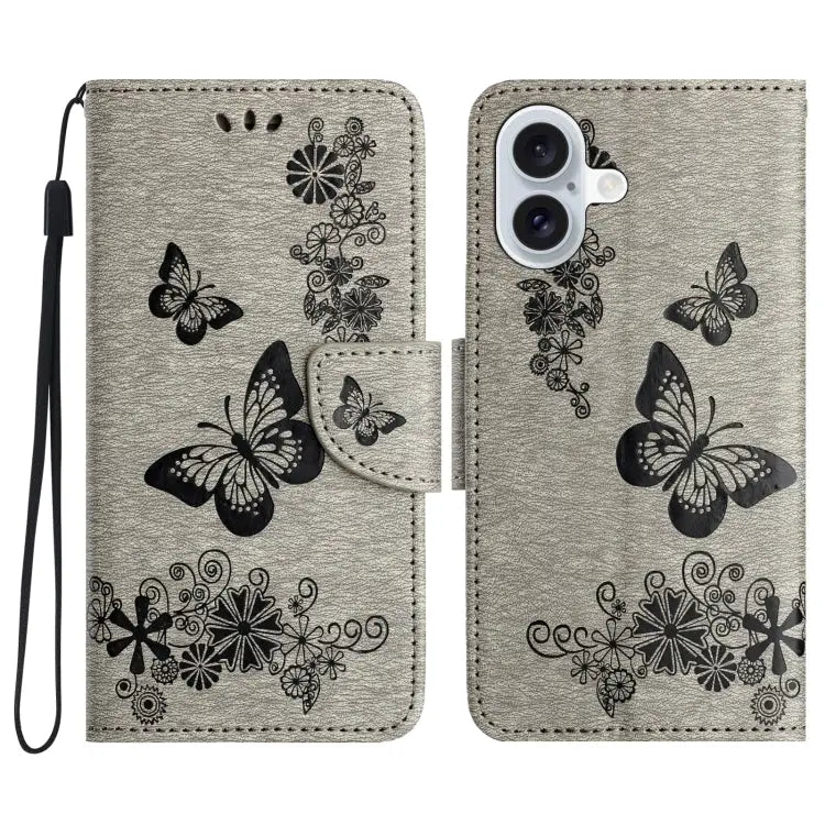 Butterfly Embossed Flip Leather Phone Case For iPhone 16 Plus For iPhone 16 For iPhone 15 Pro Max - For iPhone 16 Plus