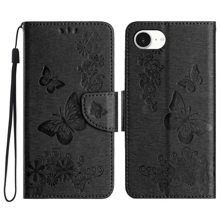 Butterfly Embossed Flip Leather Phone Case For iPhone 16e For iPhone 16 Pro Max For iPhone 16 Pro - For iPhone 16e
