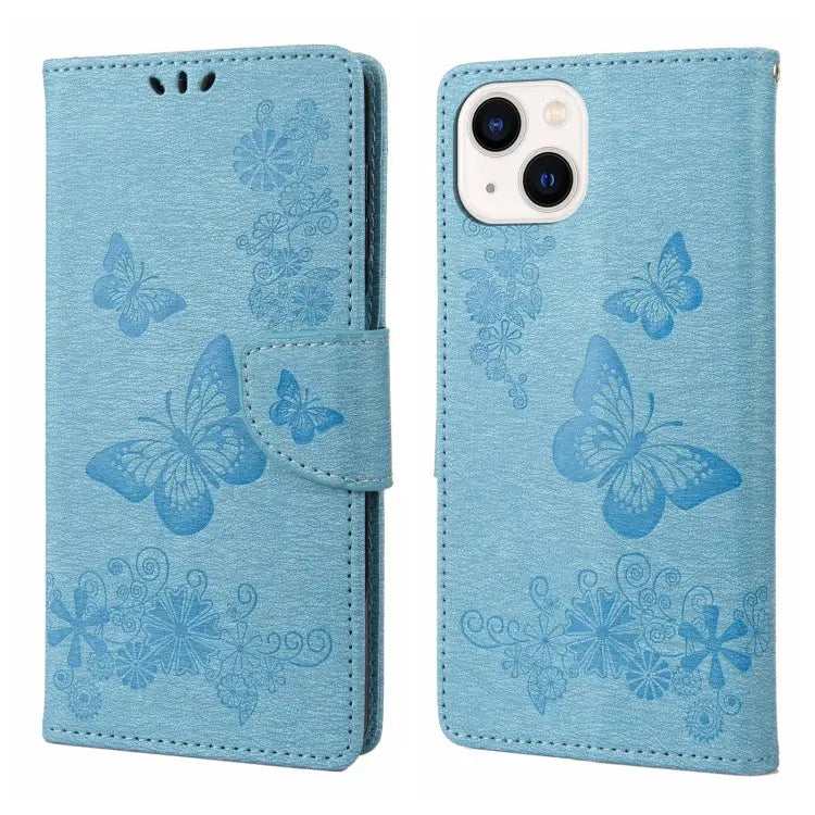 Butterfly Embossed Horizontal Flip Leather Phone Case For iPhone 14 For iPhone 14 Plus For iPhone 14 Pro - For iPhone