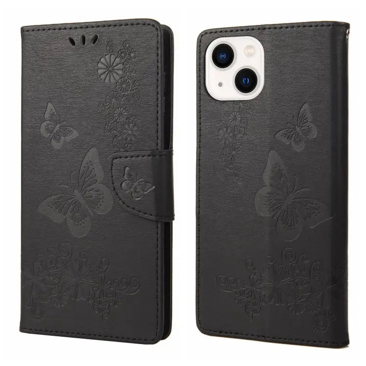 Butterfly Embossed Horizontal Flip Leather Phone Case For iPhone 14 For iPhone 14 Plus For iPhone 14 Pro - For iPhone