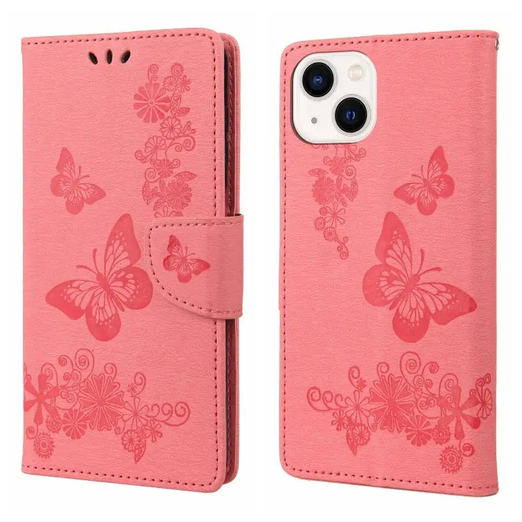 Butterfly Embossed Horizontal Flip Leather Phone Case For iPhone 14 For iPhone 14 Plus For iPhone 14 Pro - For iPhone