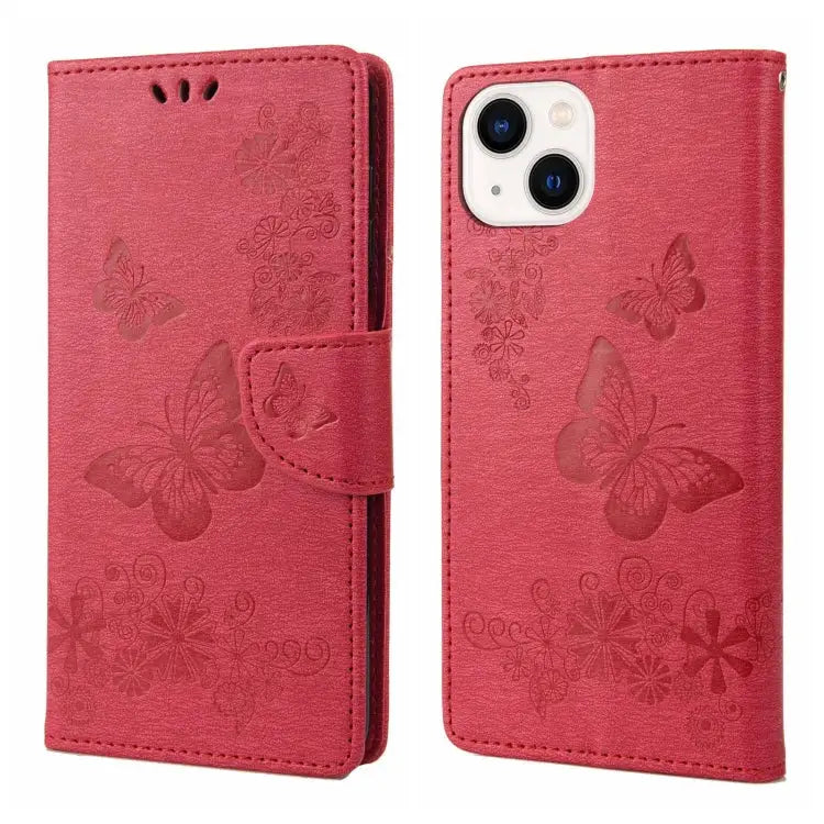 Butterfly Embossed Horizontal Flip Leather Phone Case For iPhone 14 For iPhone 14 Plus For iPhone 14 Pro - For iPhone