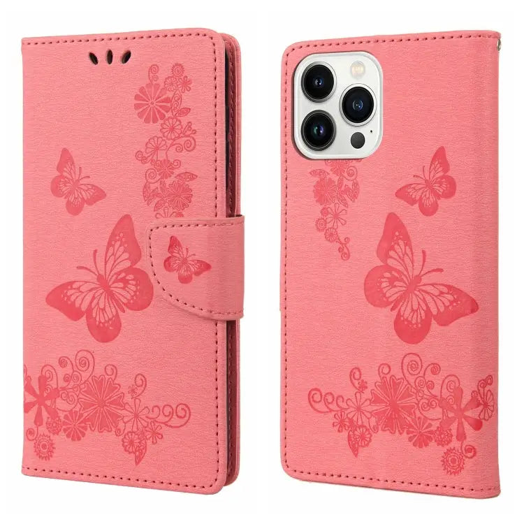 Butterfly Embossed Horizontal Flip Leather Phone Case For iPhone 14 For iPhone 14 Plus For iPhone 14 Pro - For iPhone