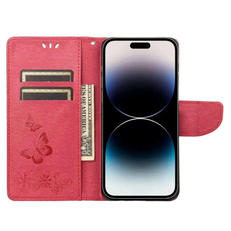Butterfly Embossed Horizontal Flip Leather Phone Case For iPhone 14 Pro Max - Apple Accessories