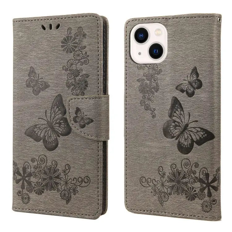Butterfly Embossed Horizontal Flip Leather Phone Case For iPhone 14 For iPhone 14 Plus For iPhone 14 Pro - For iPhone
