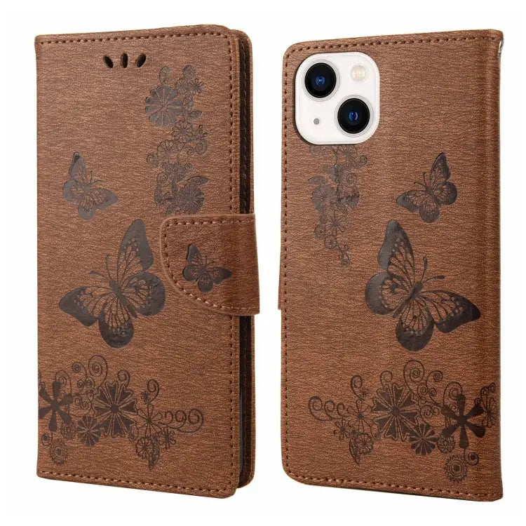 Butterfly Embossed Horizontal Flip Leather Phone Case For iPhone 14 For iPhone 14 Plus For iPhone 14 Pro - For iPhone
