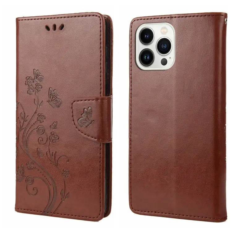 Butterfly Flower Pattern Flip Leather Phone Case For iPhone 14 For iPhone 14 Plus For iPhone 14 Pro - For iPhone 14 Pro