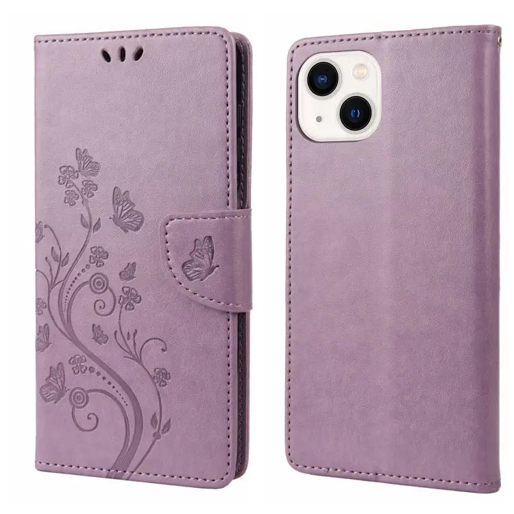 Butterfly Flower Pattern Flip Leather Phone Case For iPhone 14 For iPhone 14 Plus For iPhone 14 Pro - For iPhone 14