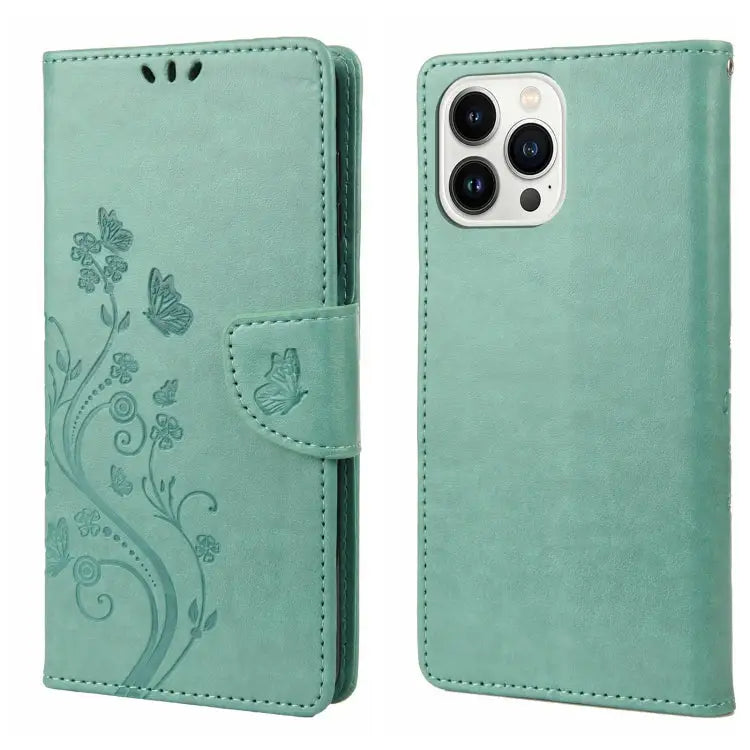 Butterfly Flower Pattern Flip Leather Phone Case For iPhone 14 For iPhone 14 Plus For iPhone 14 Pro - For iPhone 14 Pro