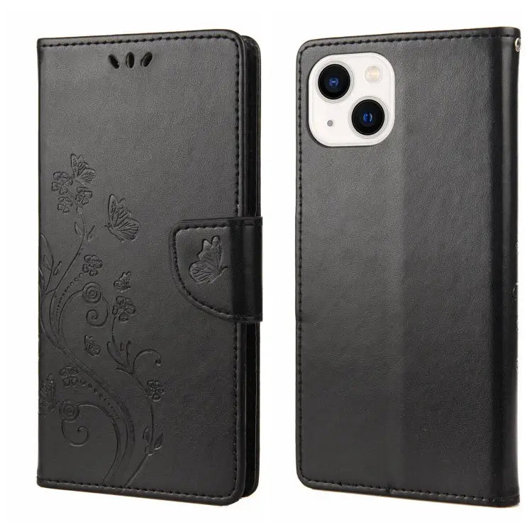 Butterfly Flower Pattern Flip Leather Phone Case For iPhone 14 For iPhone 14 Plus For iPhone 14 Pro - For iPhone 14