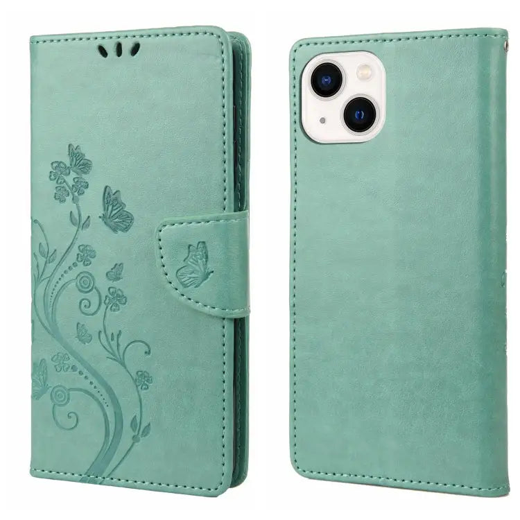 Butterfly Flower Pattern Flip Leather Phone Case For iPhone 14 For iPhone 14 Plus For iPhone 14 Pro - For iPhone 14