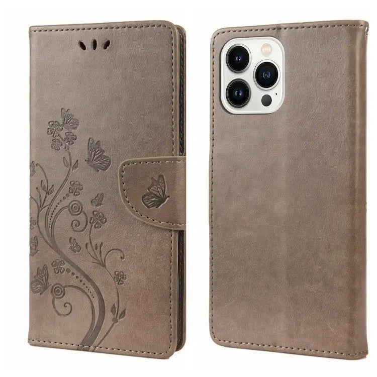 Butterfly Flower Pattern Flip Leather Phone Case For iPhone 14 For iPhone 14 Plus For iPhone 14 Pro - For iPhone 14 Pro