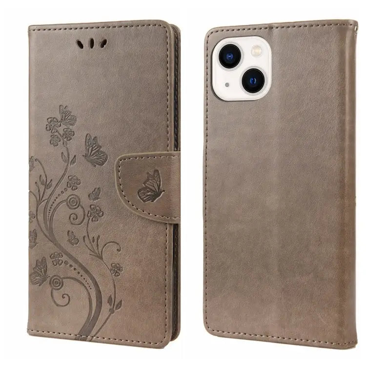 Butterfly Flower Pattern Flip Leather Phone Case For iPhone 14 For iPhone 14 Plus For iPhone 14 Pro - For iPhone 14