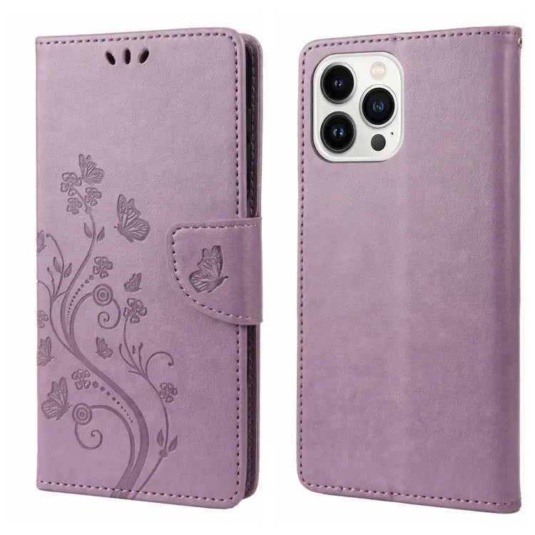 Butterfly Flower Pattern Flip Leather Phone Case For iPhone 14 For iPhone 14 Plus For iPhone 14 Pro - For iPhone 14 Pro