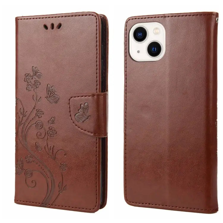 Butterfly Flower Pattern Flip Leather Phone Case For iPhone 14 For iPhone 14 Plus For iPhone 14 Pro - For iPhone 14