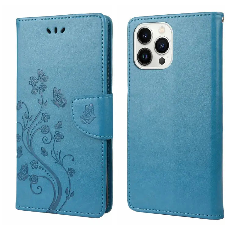 Butterfly Flower Pattern Flip Leather Phone Case For iPhone 14 For iPhone 14 Plus For iPhone 14 Pro - For iPhone 14 Pro