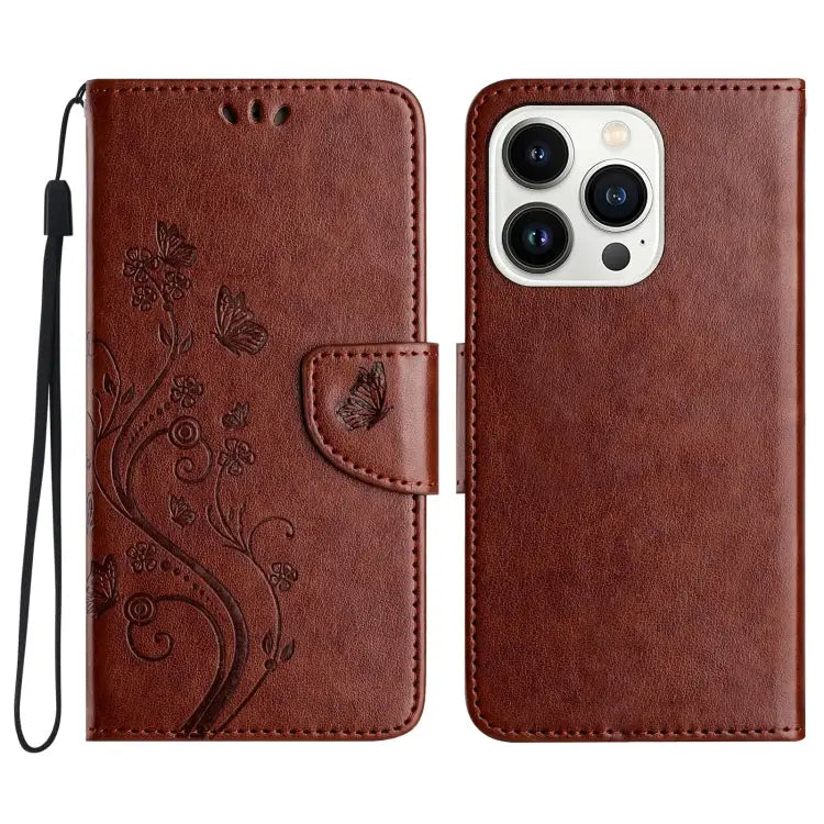 Butterfly Flower Pattern Flip Leather Phone Case For iPhone 15 Pro For iPhone 15 Plus For iPhone 15 - For iPhone 16 Pro