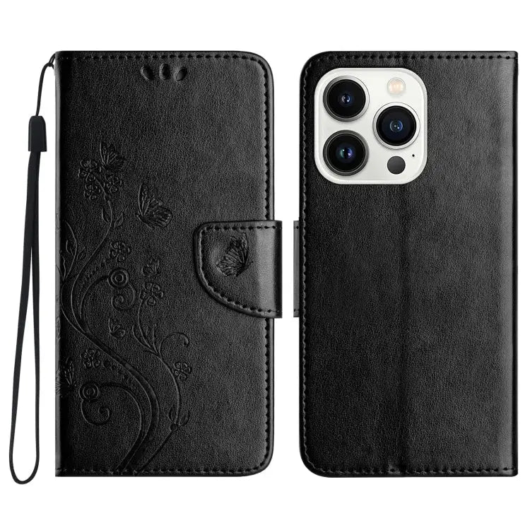 Butterfly Flower Pattern Flip Leather Phone Case For iPhone 15 Pro For iPhone 15 Plus For iPhone 15 - For iPhone 16 Pro