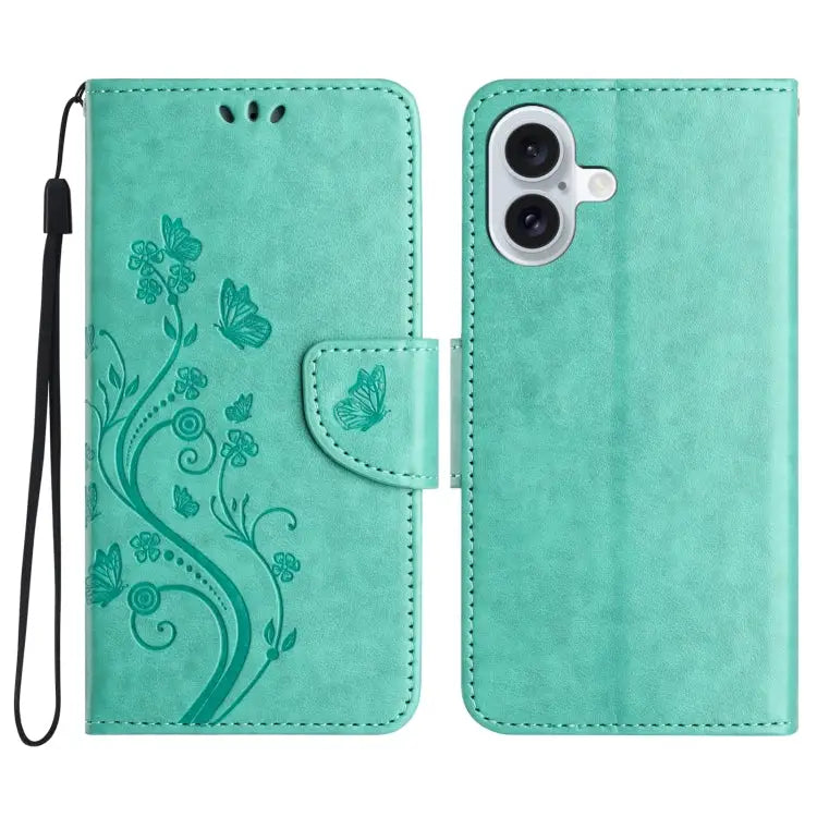 Butterfly Flower Pattern Flip Leather Phone Case For iPhone 15 Pro For iPhone 15 Plus For iPhone 15 - For iPhone 16