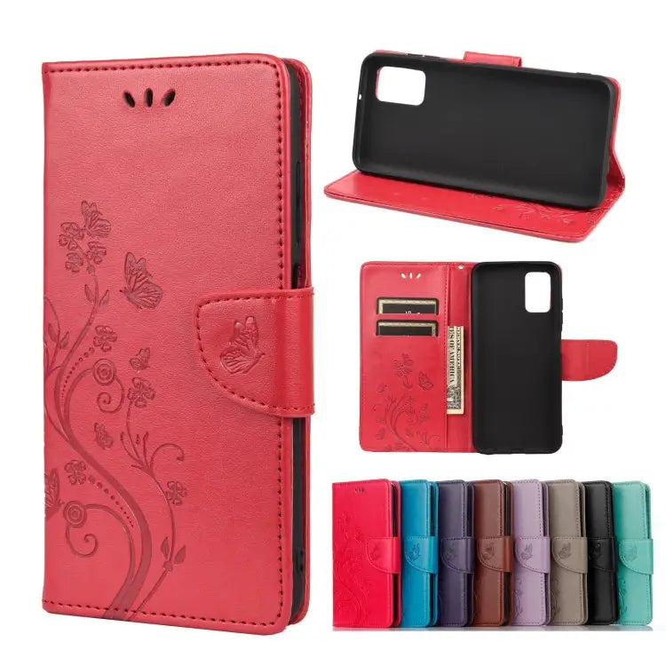 Butterfly Flower Pattern Horizontal Flip Leather Case with Holder & Card Slots & Wallet For Samsung Galaxy A03s 164mm