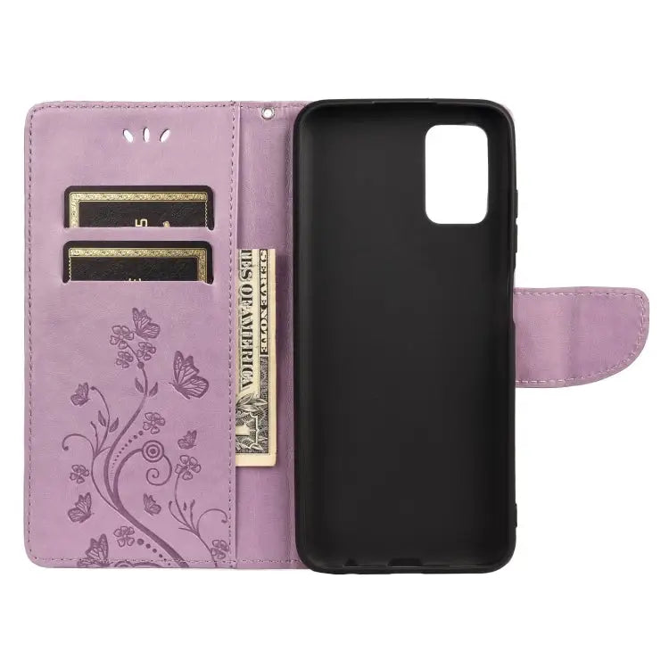 Butterfly Flower Pattern Horizontal Flip Leather Case with Holder & Card Slots & Wallet For Samsung Galaxy A03s 164mm