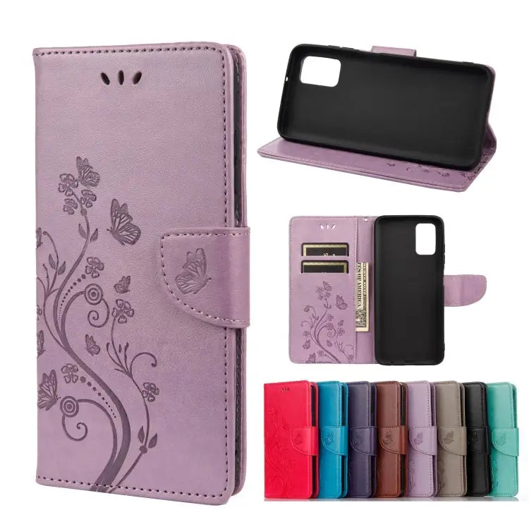 Butterfly Flower Pattern Horizontal Flip Leather Case with Holder & Card Slots & Wallet For Samsung Galaxy A03s 164mm