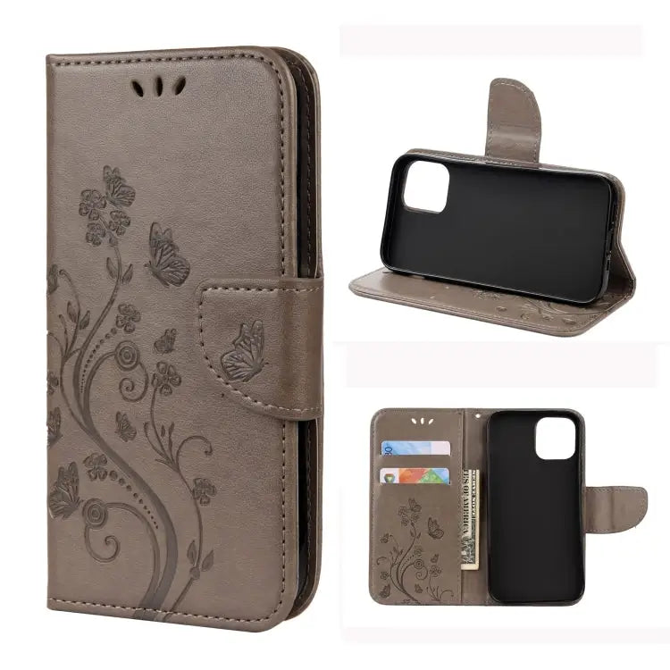 Butterfly Flower Pattern Horizontal Flip Leather Case with Holder & Card Slots & Wallet For iPhone 12 mini For iPhone