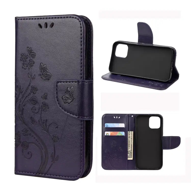 Butterfly Flower Pattern Horizontal Flip Leather Case with Holder & Card Slots & Wallet For iPhone 12 mini For iPhone