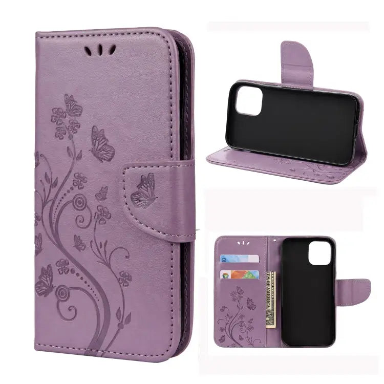 Butterfly Flower Pattern Horizontal Flip Leather Case with Holder & Card Slots & Wallet For iPhone 12 mini For iPhone