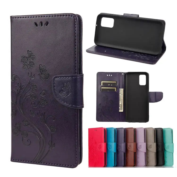 Butterfly Flower Pattern Horizontal Flip Leather Case with Holder & Card Slots & Wallet For Samsung Galaxy A03s 164mm